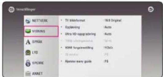 Innastfänger NETTVERK VISNING SPRAK LYD SPERRE ANNET • TV bädeformat :163 Original • Oplanning :Auto • Ultra HD-opgrading :Auto • HTTP鑑鑑:100% • HOME forgemölling :100% • 50% max • Hammer many gaills :PS