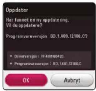 Oppdater Har funnet en my oppdatering. Vil du oppdatere? Programvareversion: BD.1.489.12180.C? • Driverversjon : H141MN0420 • Programvareversion : BD.1.481.12180.C OK Avbryt