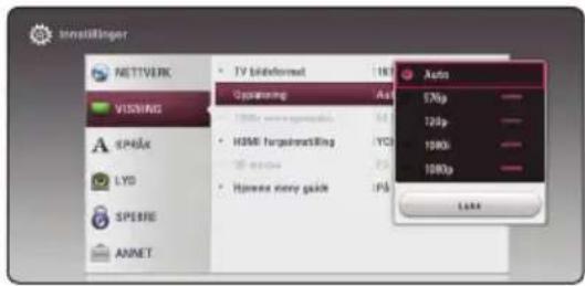 knnställinger NETTVERK VISHING A SPAS LYD SPESIE ANNET • TV bidsformed 187 Operating As 1000x powertrain 54 • HOME forged/met Ring YCD • Home access 73 • Home entry guide PS Auto 576p — 120p — 190p — 1980p — Load