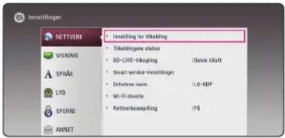 Innsitlinger NETTVERI VISNING A SPRÄK LYD SPERRE ANNET • Insitilling for Sitkning • Tikklingens status • BD-LIVE-Tikogling :Delvis Sitkatt • Smart service-insitlinger • Erhentree nam :LO-BDP • MI-Fi drive • Netterksanspilling :PS