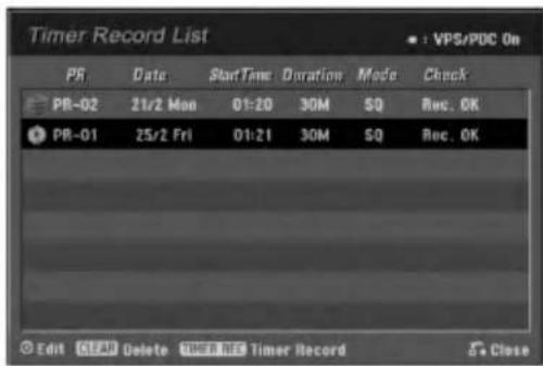 LG RH7520NP2L - Sjekke informasjonen om tidsinnstilt opptak - 1