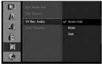 Rest Audio Set Rest Audio1 TV Rec Audio Audio Channels ✓ Main+Sub Main Sub