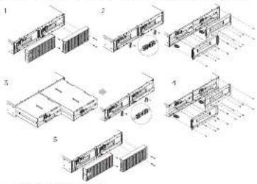 Technical diagram showing five sequential steps of building facade construction with labeled components and dimensions