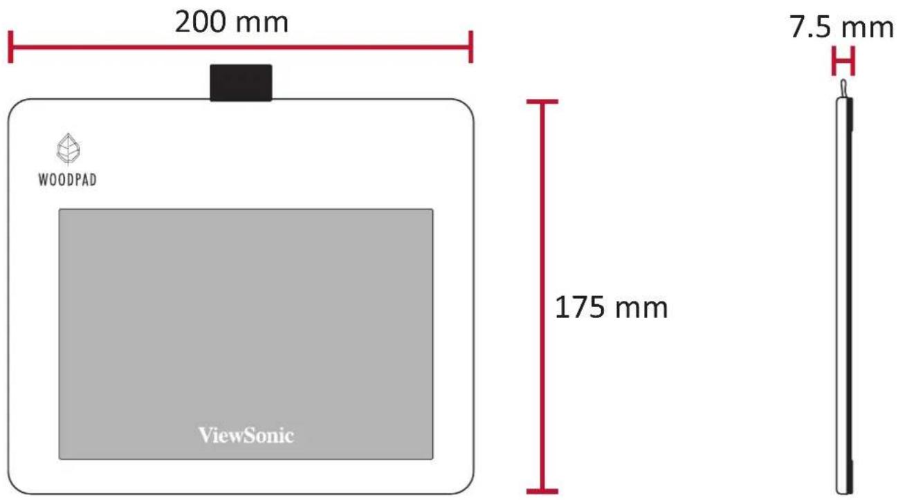200 mm WOODPAD 175 mm ViewSonic 7.5 mm