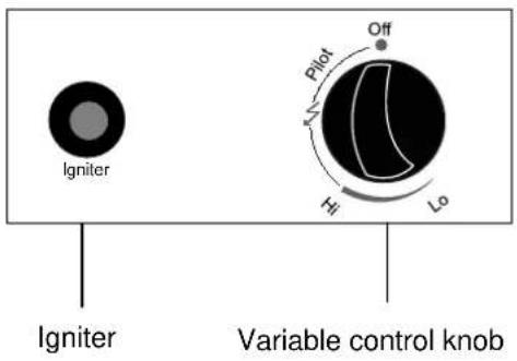Igniter Pilot Off Hi Lo Igniter Variable control knob