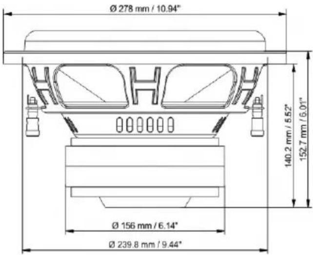 Ø 278 mm / 10.94" 140.2 mm / 5.52" 152.7 mm / 6.01" Ø 156 mm / 6.14" Ø 239.8 mm / 9.44"