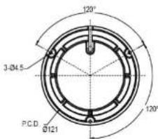120° 3-Ø45 PCD Ø121 120°