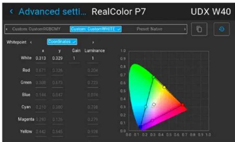 Barco M4K15 - How to set custom P7 values - 2