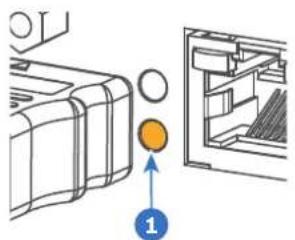 Diagram showing a device with an orange circular component labeled '1' pointing to a section of a mechanical or electronic component.