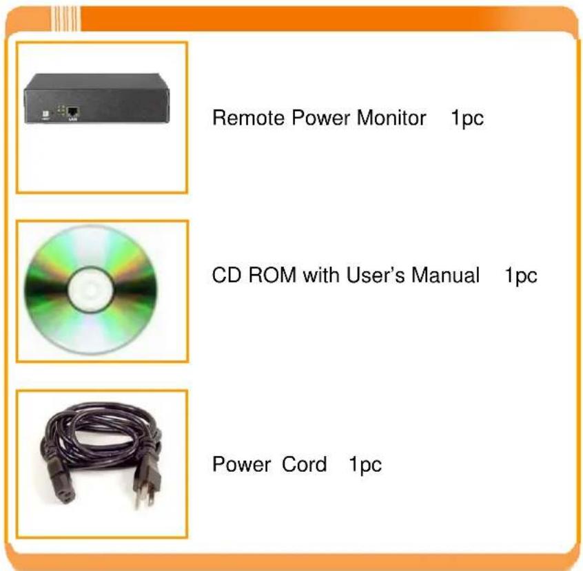 Remote Power Monitor 1pc CD ROM with User's Manual 1pc Power Cord 1pc