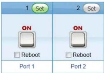 1 Set 2 Set ON Reboot ON Reboot Port 1 Port 2