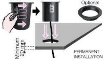 Minimum 20 mm Optional PERMANENT INSTALLATION