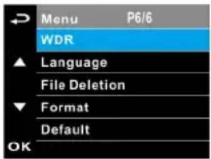 Menu P6/6 WDR Language File Deletion Format Default OK