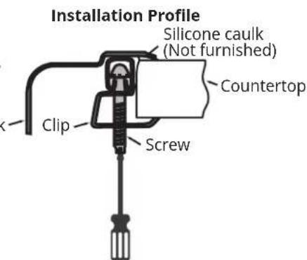 Installation Profile Silicone caulk (Not furnished) Countertop Clip Screw