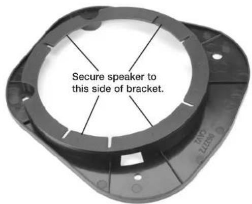 Secure speaker to this side of bracket.