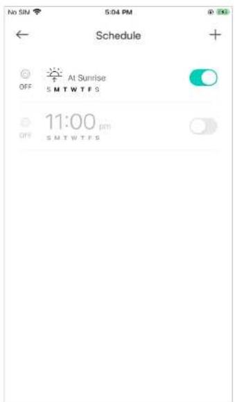 No SIN 5:04 PM Schedule + OFF At Sunrise SMTWTF S 11:00 pm OFF SMTWTF S