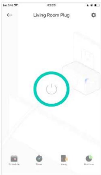 No SIN 02:25 Living Room Plug Schedule Timer Away Runtime