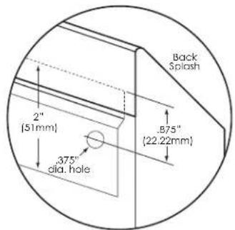 Back Splash 2" (51mm) .375" dia. hole .875" (22.22mm)