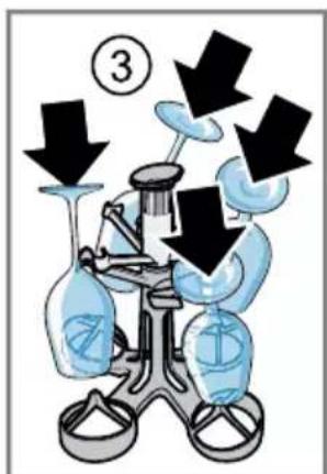 Illustration showing a person using a device with downward arrows and labeled parts, possibly indicating a process or scenario.