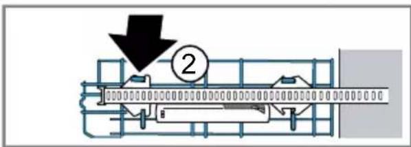 Technical diagram showing a mechanical assembly with labeled component '②' and directional arrow