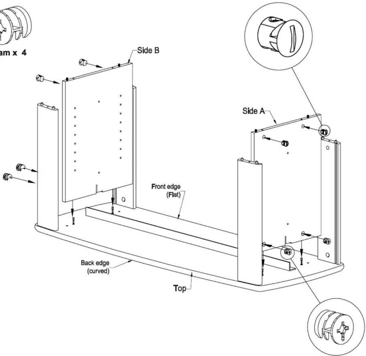 am x 4 Side B Side A Front edge (Flat) Back edge (curved) Top