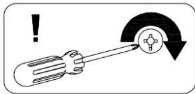Warning symbol with a screwdriver and circular diagram showing a plus sign, indicating incorrect safety or hazard.