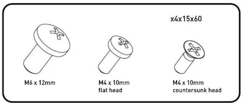 M6 x 12mm M4 x 10mm flat head x4x15x60 M4 x 10mm countersunk head