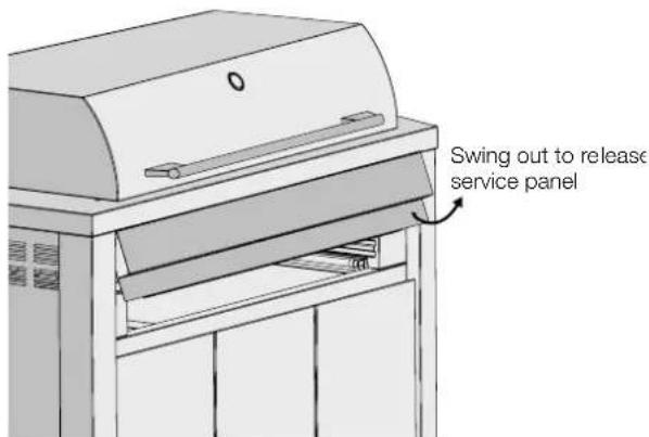Swing out to release service panel