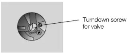 Turndown screw for valve
