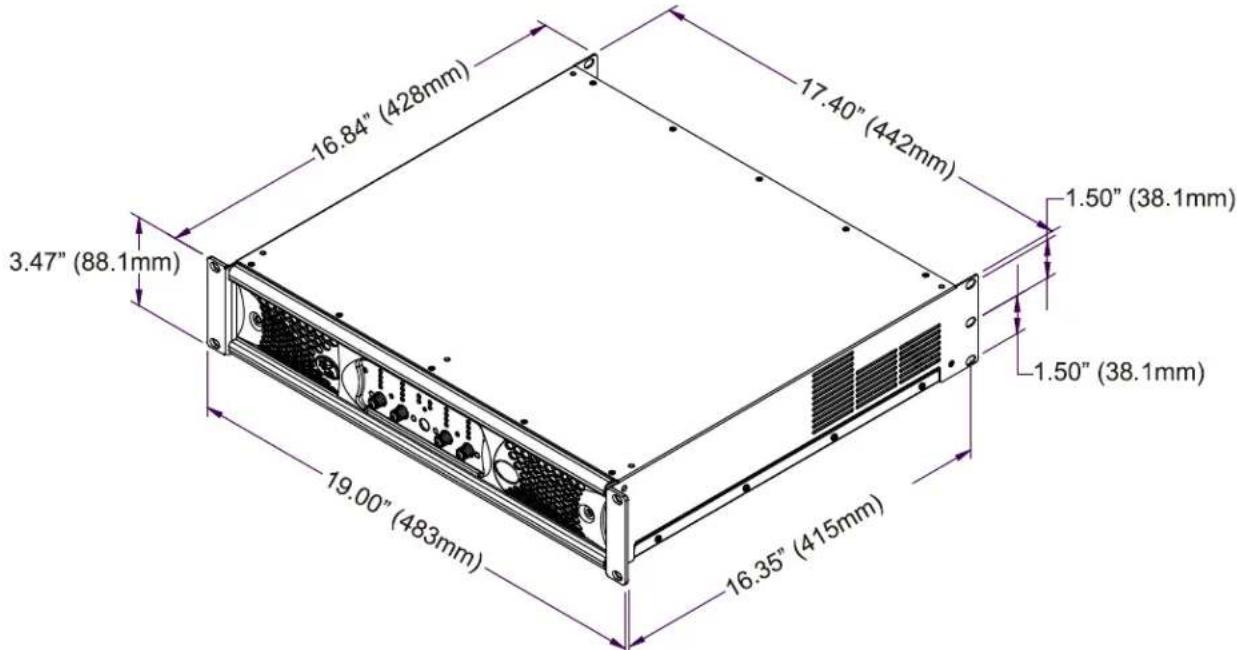 16.84" (428mm) 17.40" (442mm) 3.47" (88.1mm) 19.00" (483mm) 16.35" (415mm) 1.50" (38.1mm) 1.50" (38.1mm)