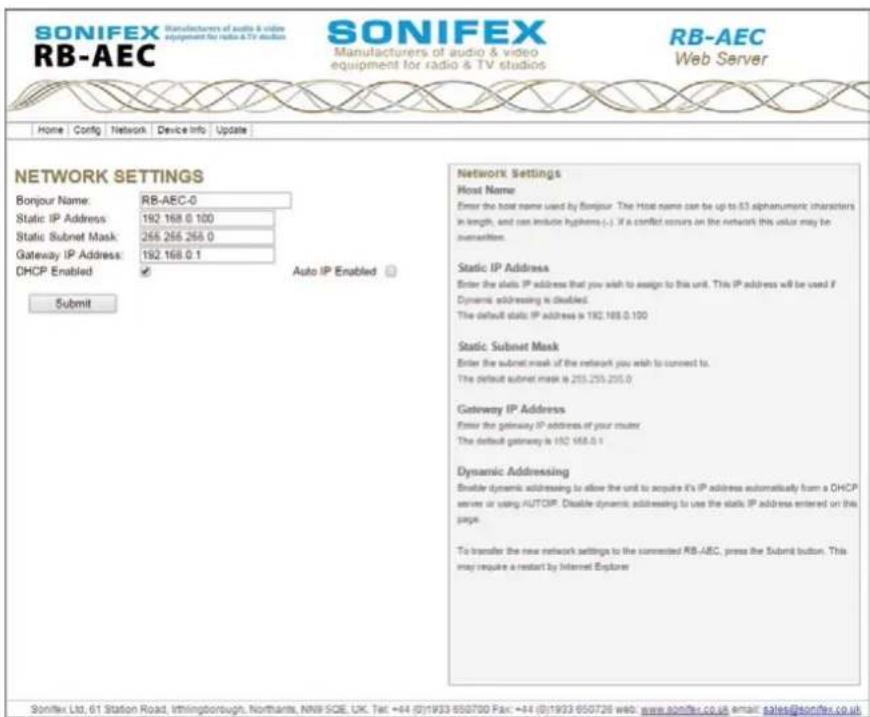Sonifex Redbox RB-AEC - Network Page - 1