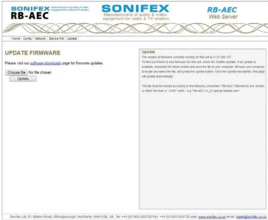 Sonifex Redbox RB-AEC - Update Page - 1