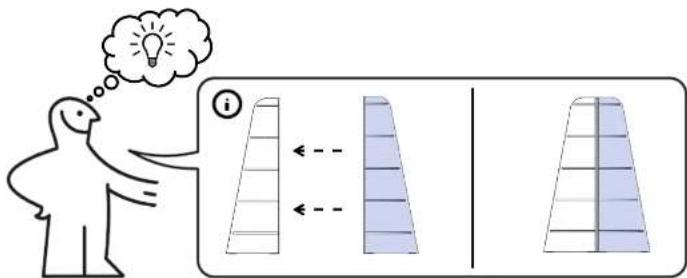 Illustration showing a bird thinking about a lightbulb with a thought bubble, alongside two diagrams illustrating the concept of light or light through segmented rectangles.
