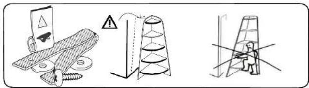 Diagram illustrating three different types of climbing structures: a flat screw, a conical tower, and a worker on a ladder.