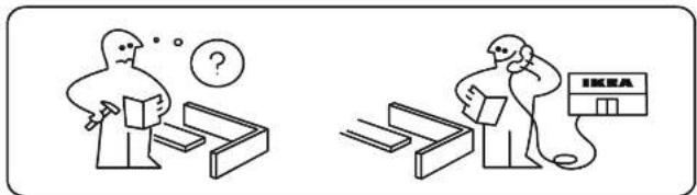 Two cartoon illustrations showing a person confused while holding books, and another person reacting with a 'IKEA' sign.