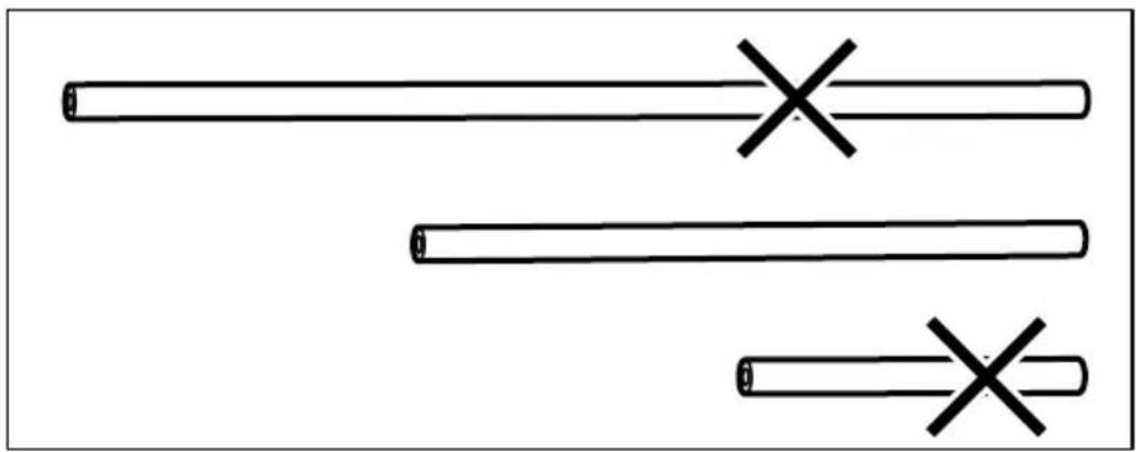 Simple line drawing of three parallel rods with 'X' marks, no text or symbols present