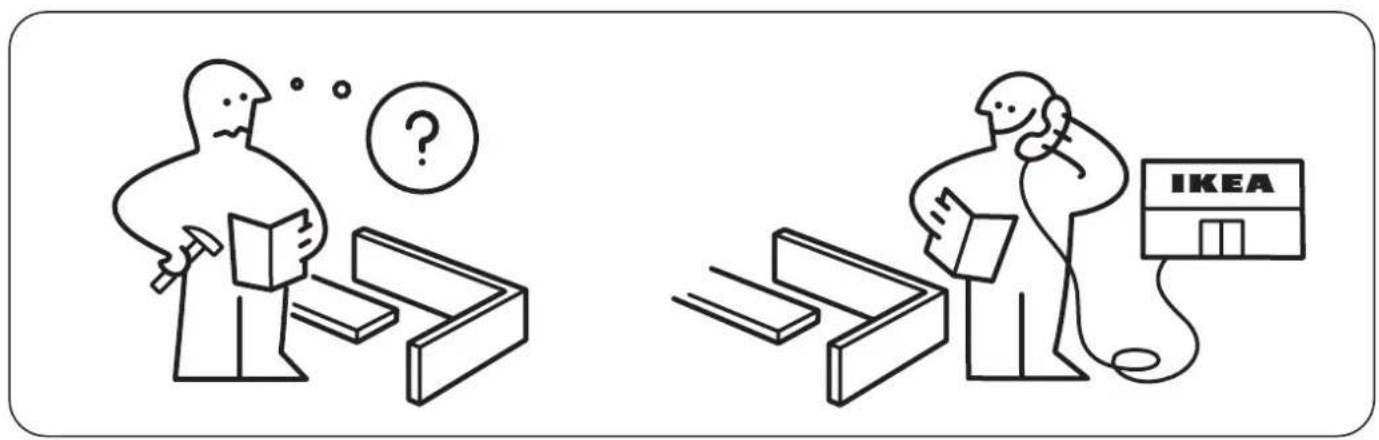 Illustration comparing two scenes: one showing a person with a hammer and question mark, the other showing a person holding a tablet next to an IKEA store.