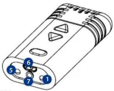 Diagram of a cylindrical device with numbered components labeled 1 through 7