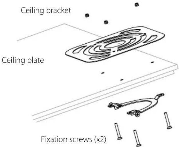 Ceiling bracket Ceiling plate Fixation screws (x2)