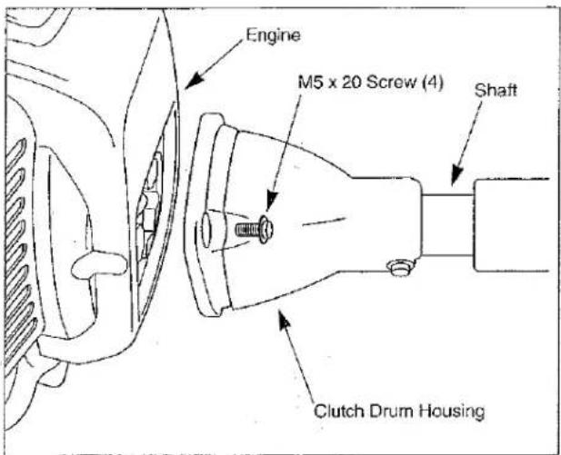 Engine M5 x 20 Screw (4) Shaft Clutch Drum Housing