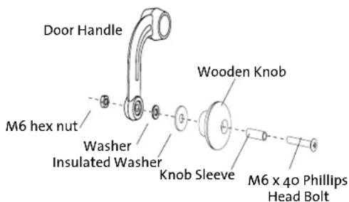 Door Handle M6 hex nut Washer Insulated Washer Wooden Knob Knob Sleeve M6 x 40 Phillips Head Bolt