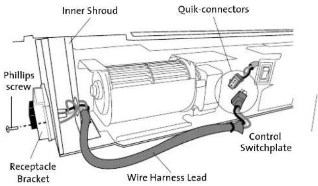 Inner Shroud Quik-connectors Phillips screw Receptacle Bracket Control Switchplate Wire Harness Lead