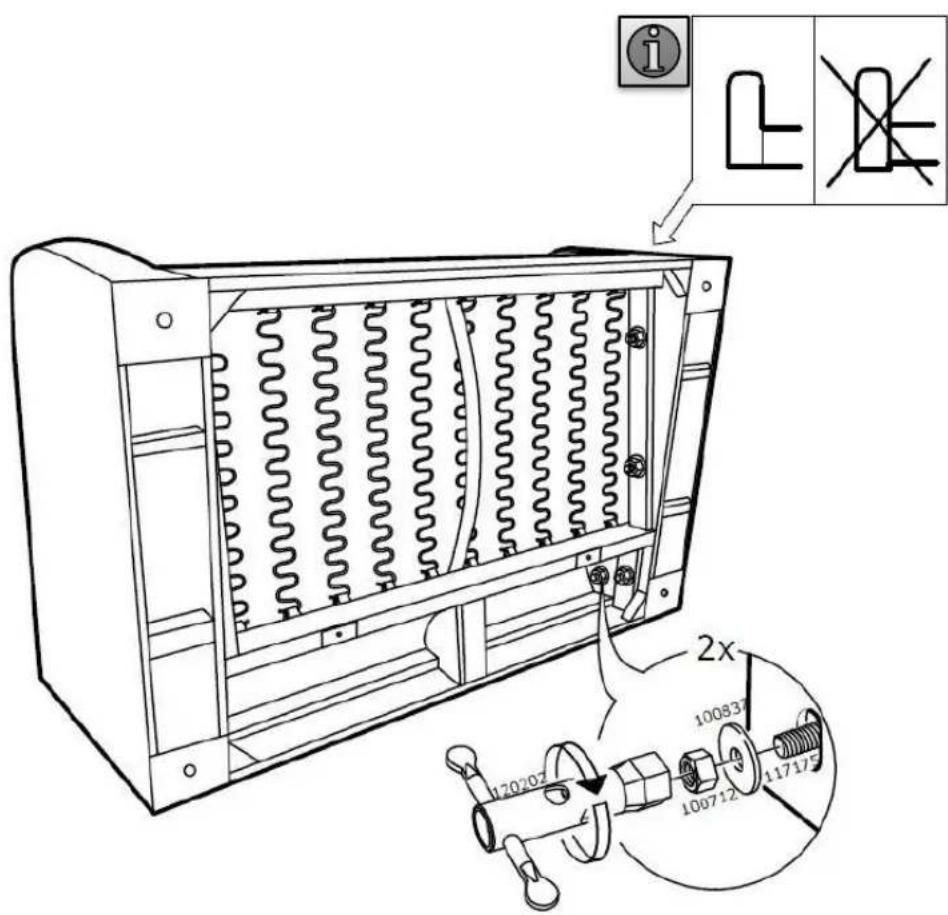 Technical diagram of an electrical switchgear with labeled components and a magnified view showing internal wiring connections.