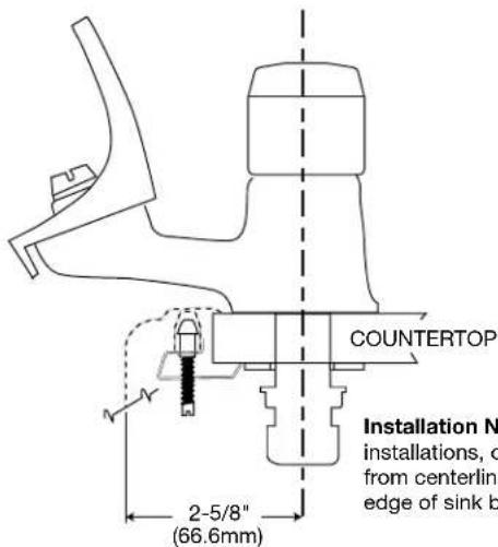 COUNTERTOP Installation N installations, d from centerline edge of sink b 2-5/8" (66.6mm)