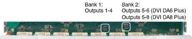 Bank 1: Bank 2: Outputs 1-4 Outputs 5-6 (DVI DA6 Plus) Outputs 5-8 (DVI DA8 Plus)