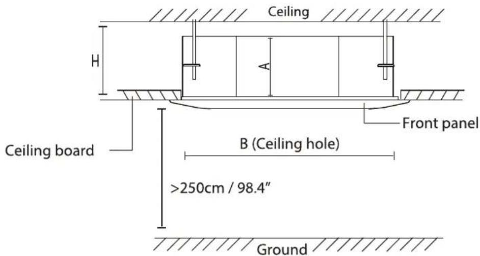 Daizuki DXCC09E426-20 - Recommended distances between the indoor unit and the ceiling - 1