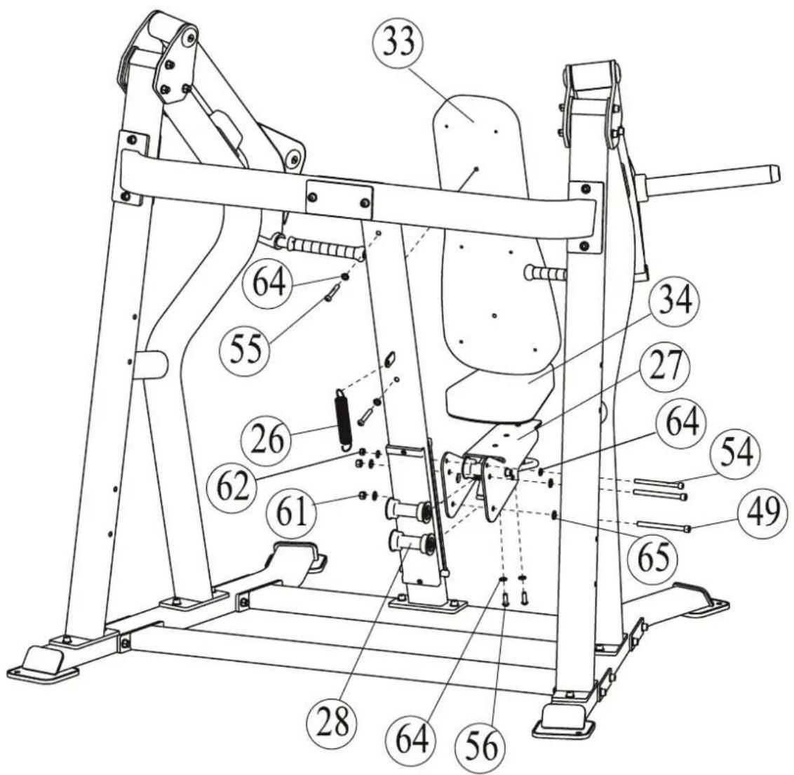 Technical diagram of a mechanical device with numbered components for identification