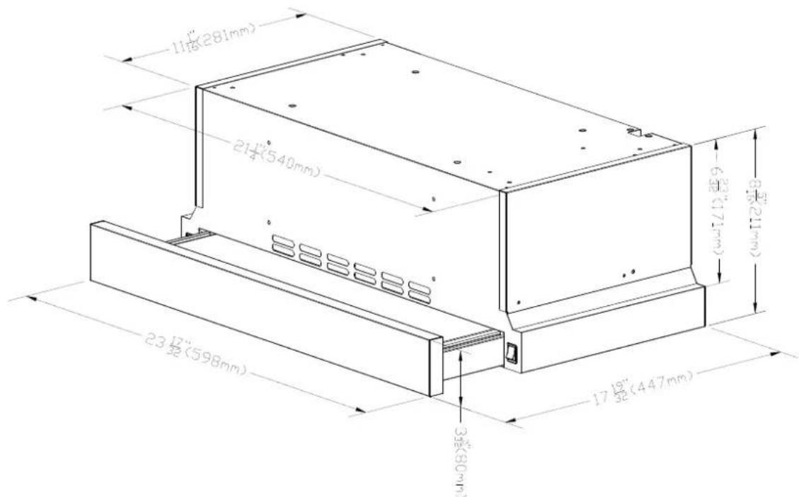 1½(281mm) 2¼(540mm) 6½(171mm) 8½(211mm) 23½(598mm) 3½(80mm) 1½(447mm)