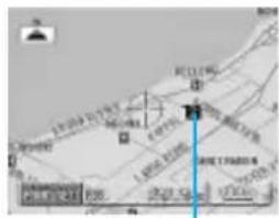 Scanned map image with location labels and a blue arrow indicating a specific area, possibly in Chinese.