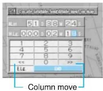 Locale Intable/recordable inat. On map 5 1 3 8 2 4 S W.E. 0 0 0 0 2 1 S 1 2 3 4 5 6 7 8 9 << 0 >> ELE HD Column move